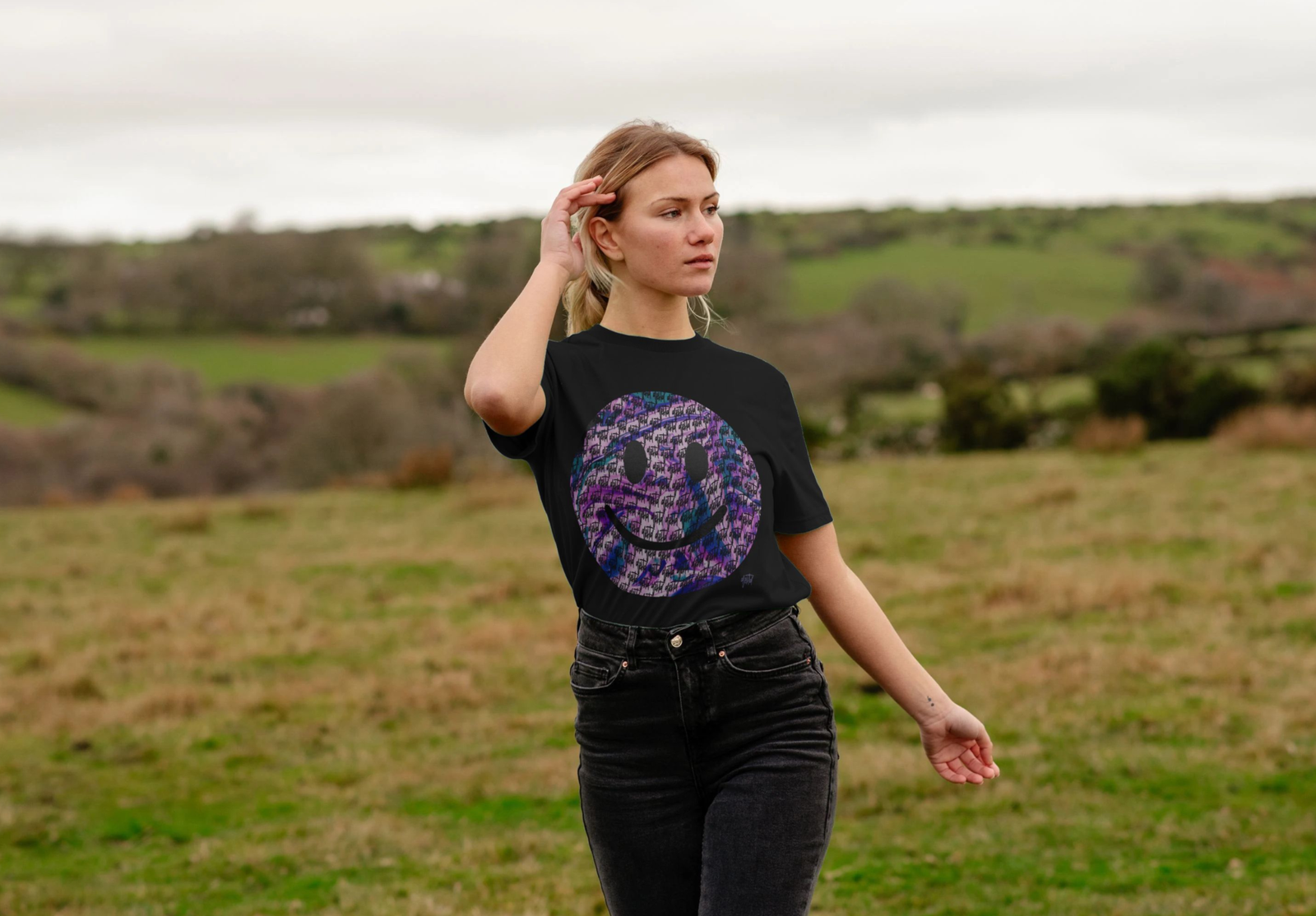 "Purple Head" Happy House womens t-shirt