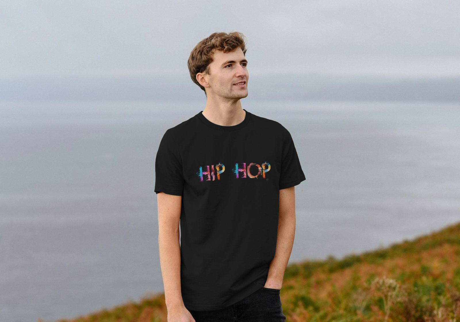 Hip Hop painted-style mens t-shirt - Image 3