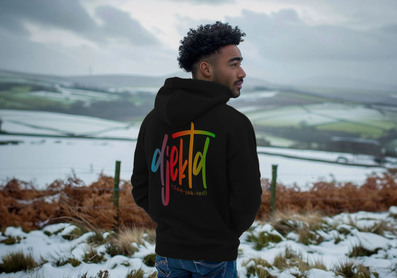 djektd Rainbow Tag mens hoodie